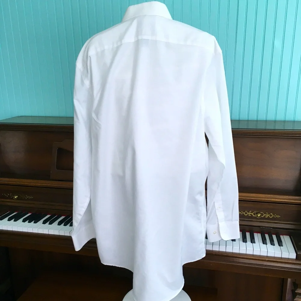 Mens white Oxford Stafford LS dress shirt - Picture 2 of 2